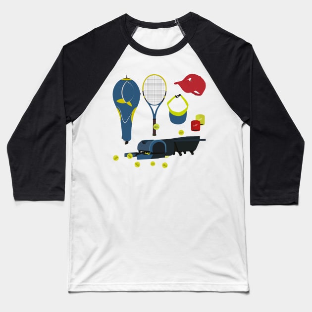 Tennis Accessories Stickers Baseball T-Shirt by VectorPB